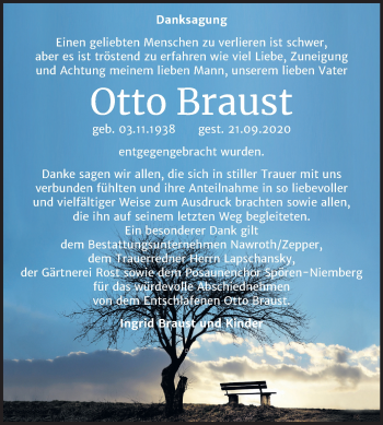 Traueranzeige von Otto Braust von Mitteldeutsche Zeitung Bitterfeld