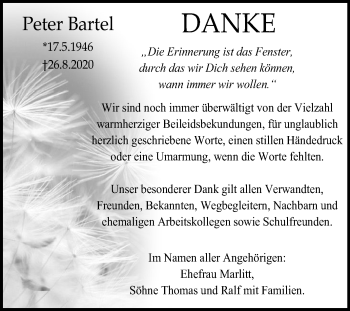 Traueranzeige von Peter Bartel von Super Sonntag Dessau-Roßlau
