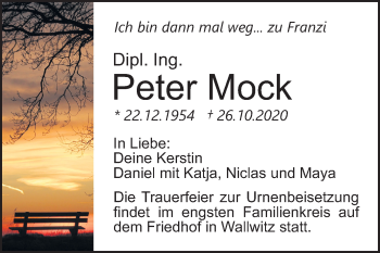 Traueranzeige von Peter Mock von Mitteldeutsche Zeitung Halle/Saalkreis
