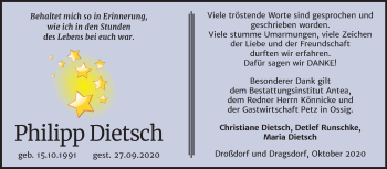Traueranzeige von Philipp Dietsch von Super Sonntag Zeitz