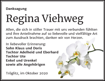 Traueranzeige von Regina Viehweg von Super Sonntag Zeitz