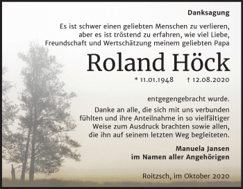 Traueranzeige von Roland Höck von Mitteldeutsche Zeitung Bitterfeld