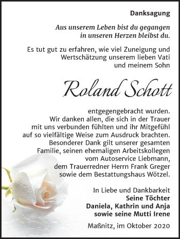 Traueranzeige von Roland Schott von Mitteldeutsche Zeitung Zeitz