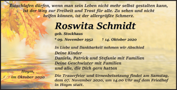 Traueranzeige von Roswita Schmidt von Mitteldeutsche Zeitung Aschersleben