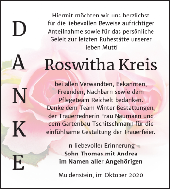 Traueranzeige von Roswitha Kreis von Mitteldeutsche Zeitung Bitterfeld