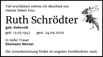 Traueranzeige von Ruth Schrödter von Mitteldeutsche Zeitung Wittenberg