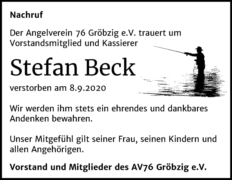  Traueranzeige für Stefan Beck vom 17.10.2020 aus Mitteldeutsche Zeitung Köthen
