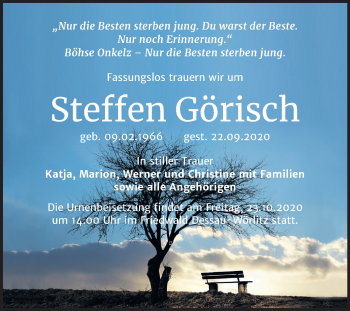 Traueranzeige von Steffen Görisch von Super Sonntag Wittenberg