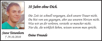 Traueranzeige von Steve Tettenborn von Wochenspiegel Naumburg/Nebra