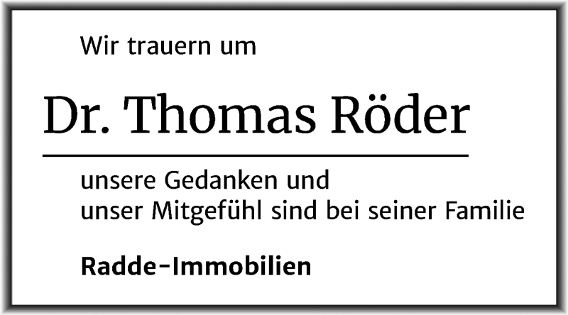  Traueranzeige für Thomas Röder vom 30.10.2020 aus Mitteldeutsche Zeitung Halle/Saalkreis