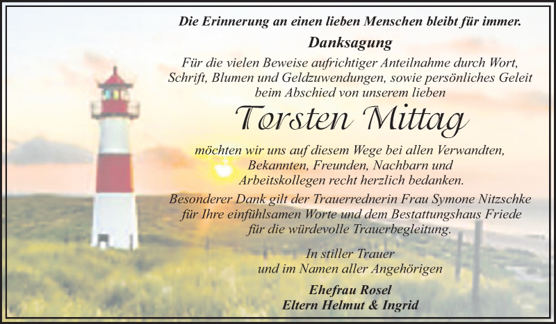  Traueranzeige für Torsten Mittag vom 30.10.2020 aus Super Sonntag Dessau-Roßlau