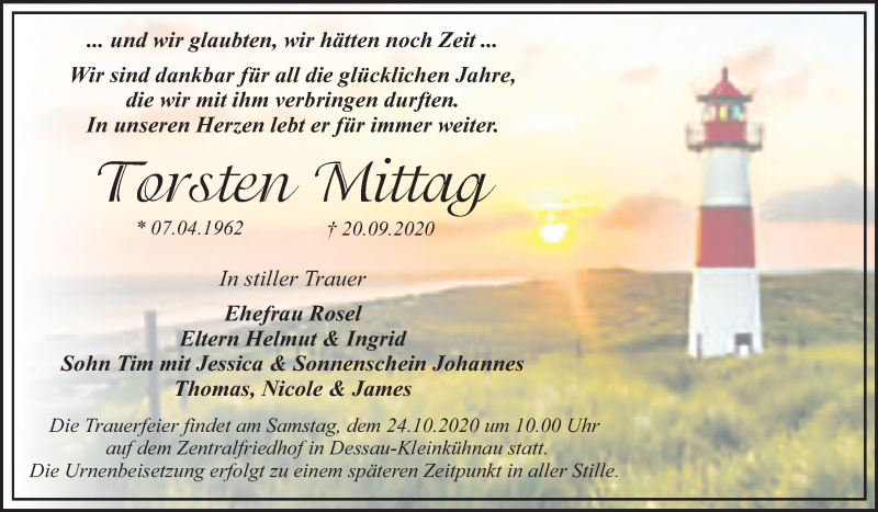  Traueranzeige für Torsten Mittag vom 02.10.2020 aus Super Sonntag Dessau-Roßlau