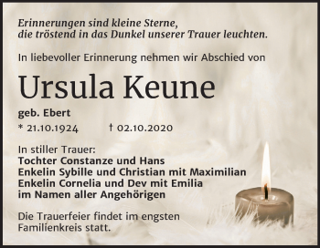 Traueranzeige von Ursula Keune von Mitteldeutsche Zeitung Halle/Saalkreis