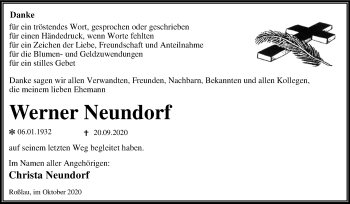 Traueranzeige von Werner Neundorf von Super Sonntag Dessau-Roßlau