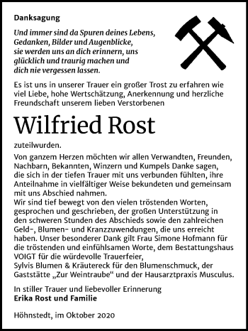 Traueranzeige von Wilfried Rost von Mitteldeutsche Zeitung Halle/Saalkreis