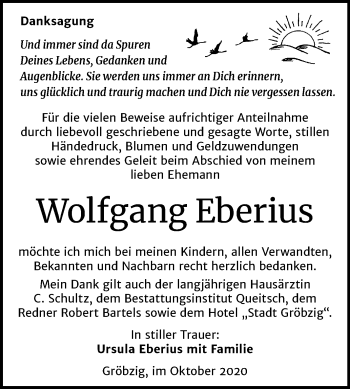 Traueranzeige von Wolfgang Eberius von Super Sonntag Köthen
