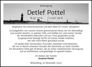 Traueranzeige von Detlef Pottel von Mitteldeutsche Zeitung Wittenberg