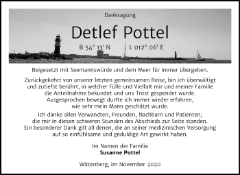 Traueranzeige von Detlef Pottel von Super Sonntag Wittenberg