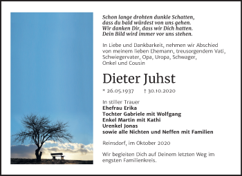 Traueranzeige von Dieter Juhst von Mitteldeutsche Zeitung Wittenberg