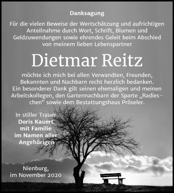 Traueranzeige von Dietmar Reitz von Super Sonntag Bernburg