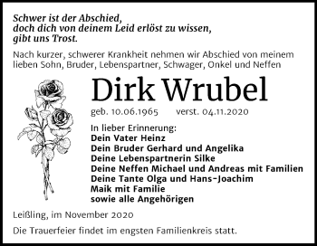 Traueranzeige von Dirk Wrubel von Mitteldeutsche Zeitung Weißenfels