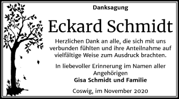 Traueranzeige von Eckard Schmidt von Mitteldeutsche Zeitung Wittenberg