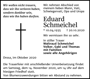 Traueranzeige von Eduard Schmeichel von Mitteldeutsche Zeitung Köthen