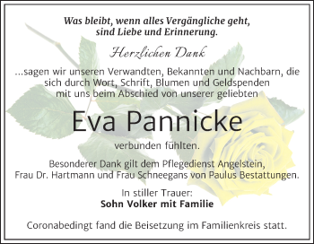 Traueranzeige von Eva Pannicke von Mitteldeutsche Zeitung Halle/Saalkreis