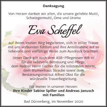 Traueranzeige von Eva Scheffel von Super Sonntag Merseburg/Querfurt