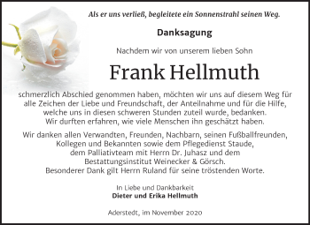 Traueranzeige von Frank Hellmuth von Super Sonntag Bernburg