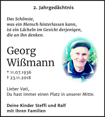 Traueranzeige von Georg Wißmann von Mitteldeutsche Zeitung Halle/Saalkreis