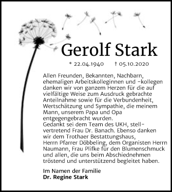 Traueranzeige von Gerolf Stark von Mitteldeutsche Zeitung Halle/Saalkreis