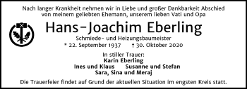 Traueranzeige von Hans-Joachim Eberling von Wochenspiegel Naumburg/Nebra
