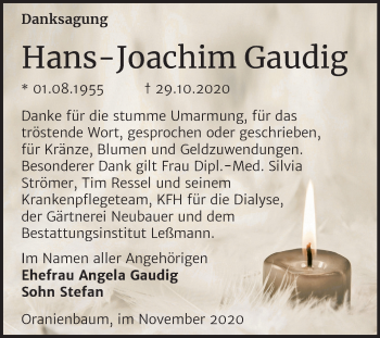 Traueranzeige von Hans-Joachim Gaudig von Mitteldeutsche Zeitung Wittenberg