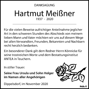 Traueranzeige von Hartmut Meißner von Wochenspiegel Weißenfels
