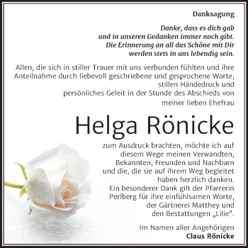 Traueranzeige von Helga Rönicke von Super Sonntag Dessau-Roßlau