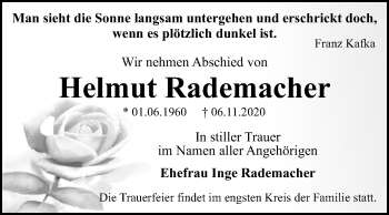 Traueranzeige von Helmut Rademacher von Super Sonntag Dessau-Roßlau