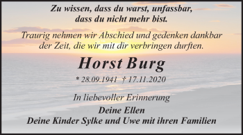 Traueranzeige von Horst Burg von Mitteldeutsche Zeitung Dessau-Roßlau