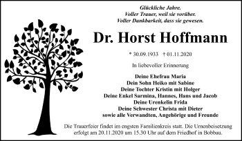 Traueranzeige von Horst Hoffmann von Wochenspiegel Bitterfeld