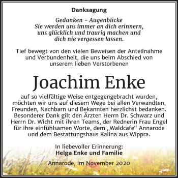 Traueranzeige von Joachim Enke von Mitteldeutsche Zeitung Mansfelder Land