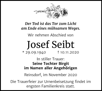 Traueranzeige von Josef Seibt von Mitteldeutsche Zeitung Naumburg/Nebra