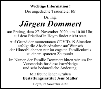 Traueranzeige von Jürgen Dommert von Mitteldeutsche Zeitung Aschersleben