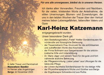 Traueranzeige von Karl-Heinz Katzemann von Mitteldeutsche Zeitung Sangerhausen