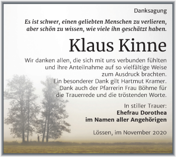 Traueranzeige von Klaus Kinne von Super Sonntag Merseburg/Querfurt