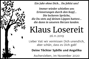 Traueranzeige von Klaus Losereit von Wochenspiegel Aschersleben