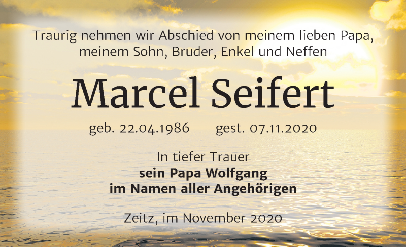  Traueranzeige für Marcel Seifert vom 14.11.2020 aus Super Sonntag Zeitz