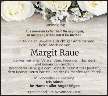 Traueranzeige von Margit Raue von Super Sonntag Köthen