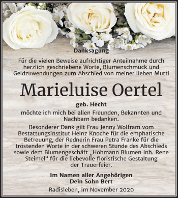 Traueranzeige von Marieluise Oertel von Super Sonntag Quedlinburg