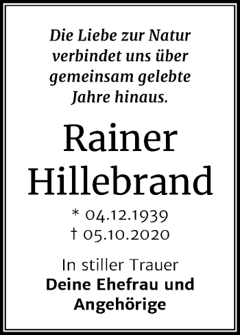 Traueranzeige von Rainer Hillebrand von Super Sonntag Dessau-Roßlau