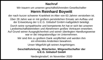 Traueranzeige von Reinhard Boywitt von Super Sonntag Wittenberg